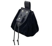 Alide Vintage Medieval Faux Leather Drawstring Pouch, Costume Accessories, Middle Ages Portable Coin Purse,for Ren Faire(Black)