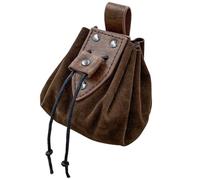 Alide Vintage Medieval Faux Leather Drawstring Pouch, Costume Accessories, Middle Ages Portable Coin Purse,for Ren Faire(Brown)