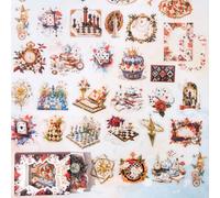 Alideco 100pcs Scrapbook Stickers Retro Alice Fairy Tale Game Scrapbooking Junk Journal Crafts Embelishment Decoration Stickers(ailisideshijianyouxi)