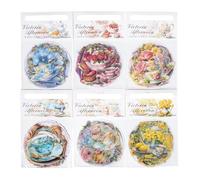 Alideco 120Pcs Flowers Tea sets Scrapbooking Stickers Scrapbook Paper Aesthetic Kawaii Girls Stickers for Journaling Assorted Phone Adult(weiduoliyawuhou)