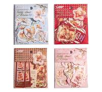 Alideco 120pcs Scrapbook Stickers Retro Cute Bear Scrapbooking Junk Journal Crafts Embelishment Decoration Stickers (xuyuanxiaoxiong)
