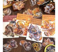 Alideco 120pcs Scrapbook Stickers Set Vintage Objects Gourmet Coffee Stickers for Journaling Scrapbooking Junk Journal Crafts Embelishment Decoration Diary Stickers (meishixiaowu)