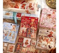 Alideco 120pcs Scrapbook Stickers Vintage Cute Little Bear Gift Scrapbooking Junk Journal Crafts Embelishment Decoration Stickers (xiaoxiongliwu)