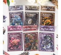 Alideco 120pcs Scrapbook Stickers Vintage Rose Flower Scrapbooking Junk Journal Crafts Embelishment Decoration Stickers (yonghengmeigui)