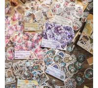 Alideco 180pcs Scrapbook Stickers Vintage Flower Butterfly Bottle Clock Stickers for Journaling Scrapbooking Junk Journal Crafts Embelishment Decoration Stickers (shiguangliuying)