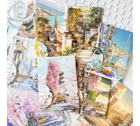 Alideco 180pcs Vintage Japanese Romantic Landscape Scrapbooking Paper for Journaling Supplies, Decorative Craft Paper for Junk Journals (xinlingzhilv)