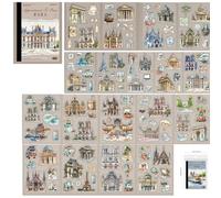 Alideco 18pcs Scrapbook Stickers Vintage European Architecture Flower Maiden Café Gourmet Sticker Book for Adults Sticker journaling Stickers for Scrapbooking (zhumingjingdian)