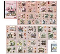 Alideco 18pcs Scrapbook Stickers Vintage European Architecture Flower Maiden Café Gourmet Sticker Book for Adults Sticker journaling Stickers for Scrapbooking (kafeidianpu)