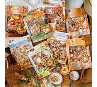 Alideco 240pcs Scrapbook Stickers Vintage Autumn Forest Scenery with Animals Scrapbooking Junk Journal Crafts Embelishment Decoration Stickers (qiuyuezhaji)