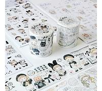 Alideco 2pcs Decorative Adhesive Tapes Cartoon Girl Molinta inked white Washi Tape Great for Bullet Journal Supplies, Arts, Scrapbook, DIY Crafts, Planners(mobai)