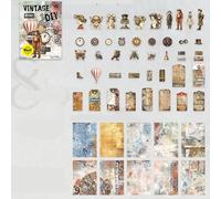 Alideco 55pcs Vintage Characters Digital Steampunk Lace Scrapbooking Paper for Journaling Supplies, Decorative Craft Paper for Junk Journals (zhengqipengke)