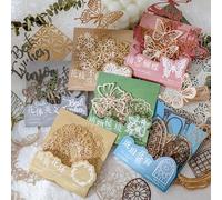 Alideco 60pcs Scrapbook Paper, Vintage Openwork Butterfly Flower Window Scrapbooking Paper for Journaling Supplies, Decorative Craft Paper for Junk Journals (fuguanghuashi)