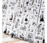 Alideco 6pcs Decorative Adhesive Tapes Vintage black-and-white figures White kraft paper Tape Great for Bullet Journal Supplies, Arts, Scrapbook, DIY Crafts, Planners (xiaorichang)