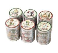 Alideco 6pcs Decorative Adhesive Tapes Vintage Christmas Fantasy PET Tape Great for Bullet Journal Supplies, Arts, Scrapbook, DIY Crafts, Planners (qiyishengdanye)