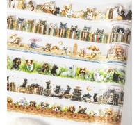 Alideco 6pcs Decorative Adhesive Tapes Vintage Cute Cute Pets Puppy Cat PET Tape Great for Bullet Journal Supplies, Arts, Scrapbook, DIY Crafts, Planners (mengchongshiguang)