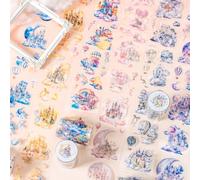 Alideco 6pcs Decorative Adhesive Tapes Vintage dream castle PET Tape Great for Bullet Journal Supplies, Arts, Scrapbook, DIY Crafts, Planners(yunduanwangguo)