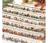 Alideco 6pcs Decorative Adhesive Tapes Vintage Fantasy Christmas PET Tape Great for Bullet Journal Supplies, Arts, Scrapbook, DIY Crafts, Planners (shengdanri)