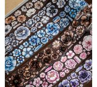 Alideco 6pcs Decorative Adhesive Tapes Vintage Floral PET Tape Great for Bullet Journal Supplies, Arts, Scrapbook, DIY Crafts, Planners (huaqiyouran)