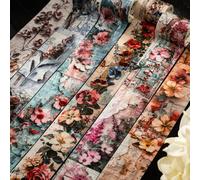 Alideco 6pcs Decorative Adhesive Tapes Vintage Flower Washi paper Tape Great for Bullet Journal Supplies, Arts, Scrapbook, DIY Crafts, Planners (qihuamanying)