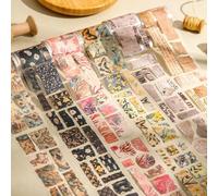 Alideco 6pcs Decorative Adhesive Tapes Vintage Flowers Butterflies Maps Manuscripts White kraft paper Tape Great for Bullet Journal Supplies, Arts, Scrapbook, DIY Crafts, Planners (shouzuosuiyu)