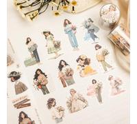 Alideco 6pcs Decorative Adhesive Tapes Vintage French Rustic Girl PET Tape Great for Bullet Journal Supplies, Arts, Scrapbook, DIY Crafts, Planners(tadehuayuan)