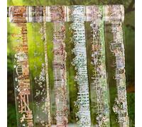 Alideco 6pcs Decorative Adhesive Tapes Vintage Garden Fence PET Tape Great for Bullet Journal Supplies, Arts, Scrapbook, DIY Crafts, Planners (tingyuanliba)