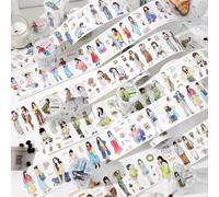 Alideco 6pcs Decorative Adhesive Tapes Vintage Leisurely and artistic young lady Paper Tape Great for Bullet Journal Supplies, Arts, Scrapbook, DIY Crafts, Planners (wenroubichu)