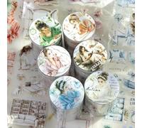 Alideco 6pcs Decorative Adhesive Tapes Vintage Literary Girl's Reading Life Scenes PET Tape Great for Bullet Journal Supplies, Arts, Scrapbook, DIY Crafts, Planners (xiaoqishiguang)