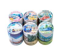 Alideco 6pcs Decorative Adhesive Tapes Vintage Train Scenery Washi paper Tape Great for Bullet Journal Supplies, Arts, Scrapbook, DIY Crafts, Planners (kaiwanglushangdelieche)