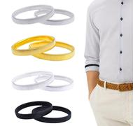 ALIDOU 4 Pairs Anti-Slip Shirt Sleeve Holders, Metal Shirt Armbands, Expandable Sleeve Garters, Adjustable Arm Bands, Elastic Garter Bands of Accessories for Men And Women, 4 Colors Armbands