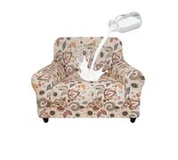 ALIECOM 100% Waterproof Chair Covers Armchair Cover for Living Room Pet Friendly Arm Chair Slipcovers Washable Sofa Couch Cover for Dogs Stretch Printed Furniture Protector (Boho Beige, Small)
