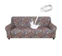 ALIECOM 100% Waterproof Couch Cover for 3 Cushion Couch Sofa Pet Friendly Sofa Covers Washable for Dogs Stretch Printed Sofa Slipcovers Fitted Non Slip Furniture Protector (Boho Gray, Large)
