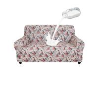 ALIECOM 100% Waterproof Loveseat Covers for 2 Cushion Couch Pet Friendly Love Seat Couch Cover for Dogs Sofa Cover Washable Stretch Printed Sofa Slipcovers Furniture Protector (Floral Red, Medium)