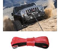 Alieemo 1/4'' x 50 Ft Car Synthetic Winch Rope Kit, 10,000LBs Winch Cable Line with Protecting Sleeve and Thimble, Universal Car Accessories for ATV UTV (Red)