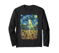 Alien Abduction Baboon in Savanna Long Sleeve T-Shirt