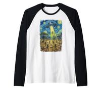 Alien Abduction Baboon in Savanna Raglan Baseball Tee
