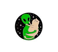 Alien Abduction Cat Meme Enamel Pin, Internet Meme Brooch Pin, Funny Gift For Sassy Cat Mom Weird Friend Coworker, Alien And Pet Brooches, Humor UFO Lapel Badge, Funny Reaction Accessories