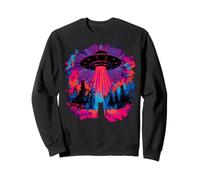 Alien Abduction Cat UFO Vaporwave Art Gift Sweatshirt
