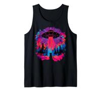 Alien Abduction Cat UFO Vaporwave Art Gift Tank Top