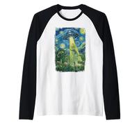 Alien Abduction Chameleon in Jungle Raglan Baseball Tee