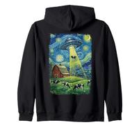Alien Abduction Cow Zip Hoodie