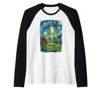 Alien Abduction Deer Raglan Baseball Tee