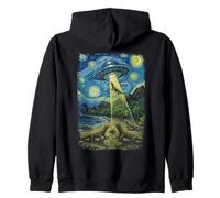 Alien Abduction Komodo Dragon On Beach Zip Hoodie