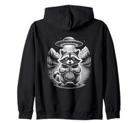 Alien Abduction Raccoon UFO Mountain Zip Hoodie