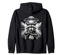 Alien Abduction Raccoon UFO Mountain Zip Hoodie