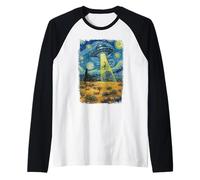 Alien Abduction Scorpions in Desert Raglan Baseball Tee