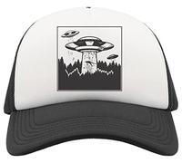 Alien Abduction UFO Graphic Unisex Breathable Half Mesh Cap Hat Baseball Cap Sport Active Black