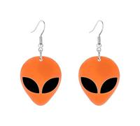Alien Acrylic Neon Earrings for Women Funny Weird Cartoon Green Rose Red Color Aliens Face Big Eye Space Spaceman Statement Dangle Drop Earrings for Friend Family Lover Halloween Punk Style Jewelry