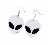 Alien Acrylic Neon Earrings for Women Funny Weird Cartoon Green Rose Red Color Aliens Face Big Eye Space Spaceman Statement Dangle Drop Earrings for Friend Family Lover Halloween Punk Style Jewelry