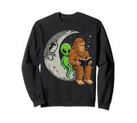 Alien And Bigfoot Reading On The Moon For Kids And Youth Sweatshirt